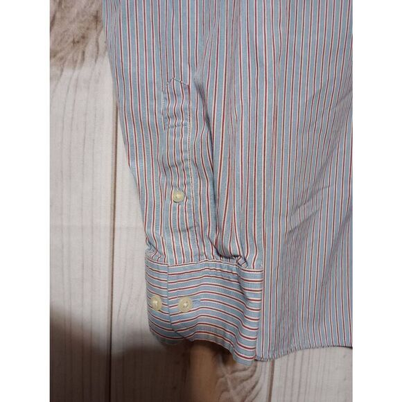 Banana Republic Shirt Men's Extra Large Blue Red Button Front Long Sleeve - Picture 3 of 9